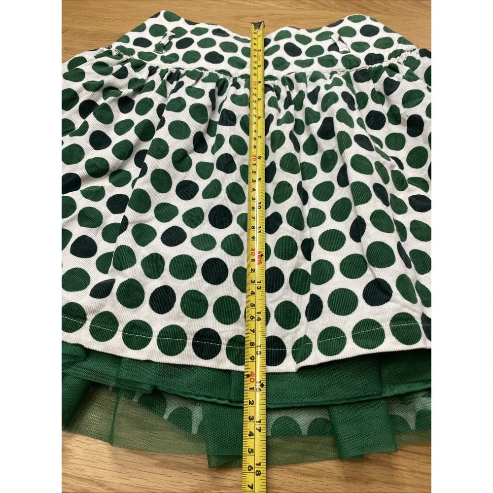 Childrens‎ Place Girls Size 14 White Green Polka Dot Skirt Tulle Lined Party Adj